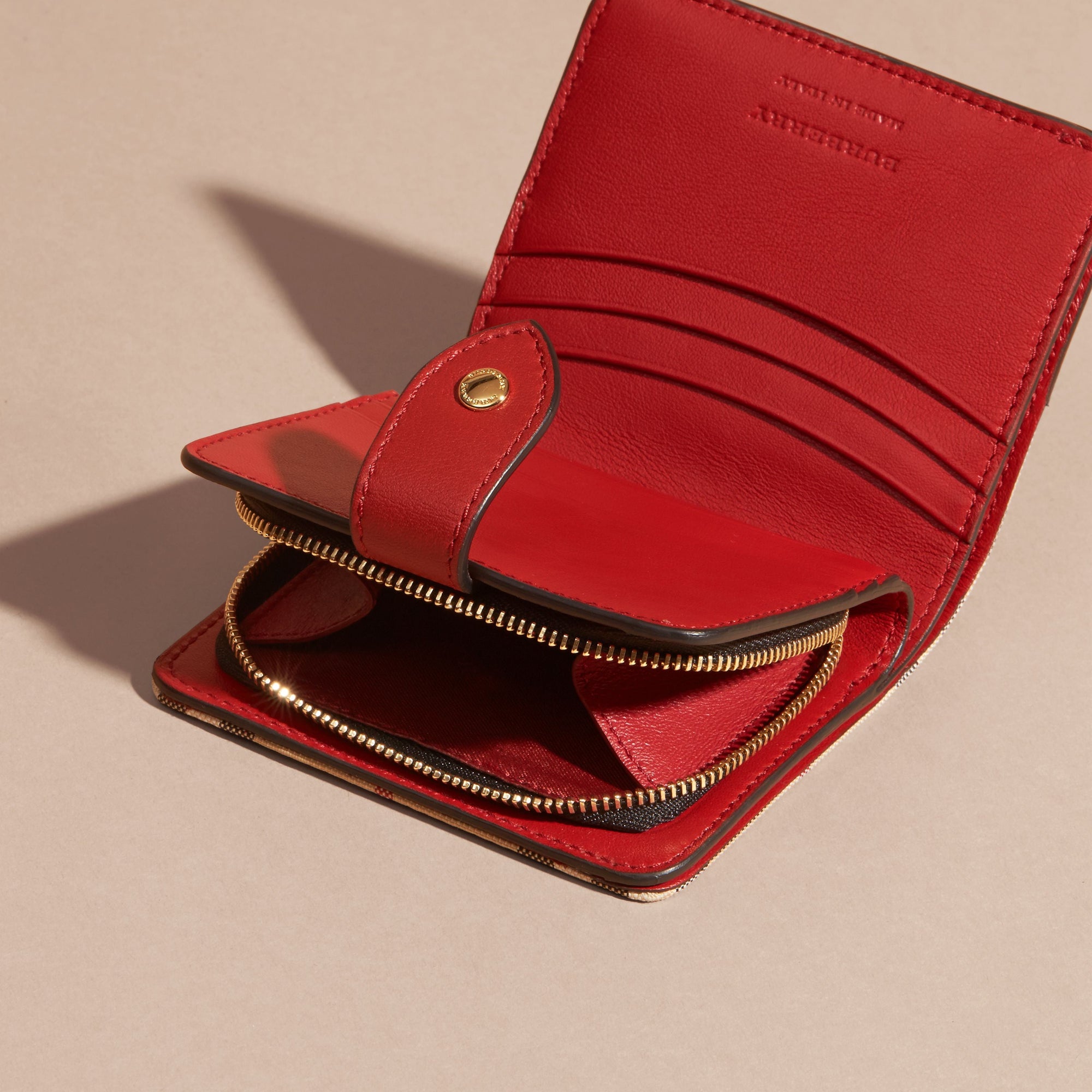 Portefeuille en tissu Horseferry check et cuir - Parade Red