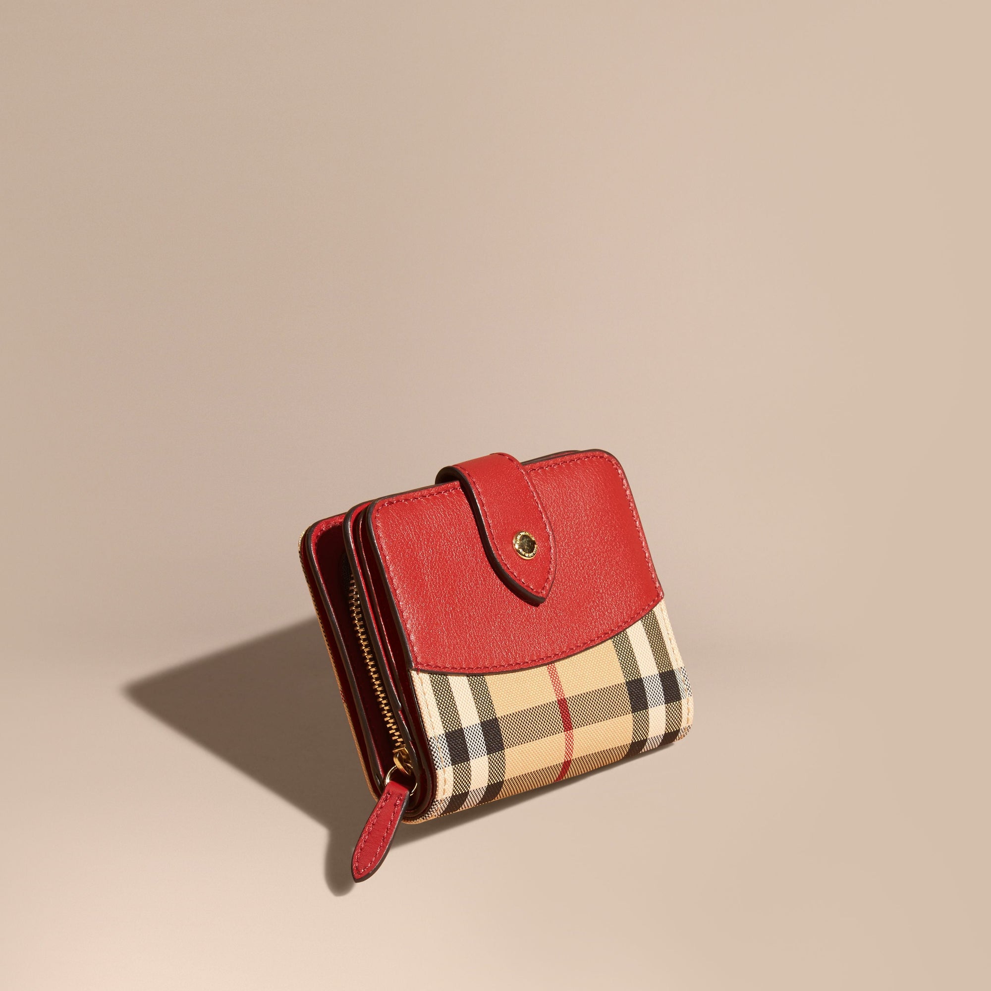 Portefeuille en tissu Horseferry check et cuir - Parade Red