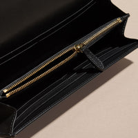 Portefeuille en tissu Horseferry check et cuir avec chaîne - Black