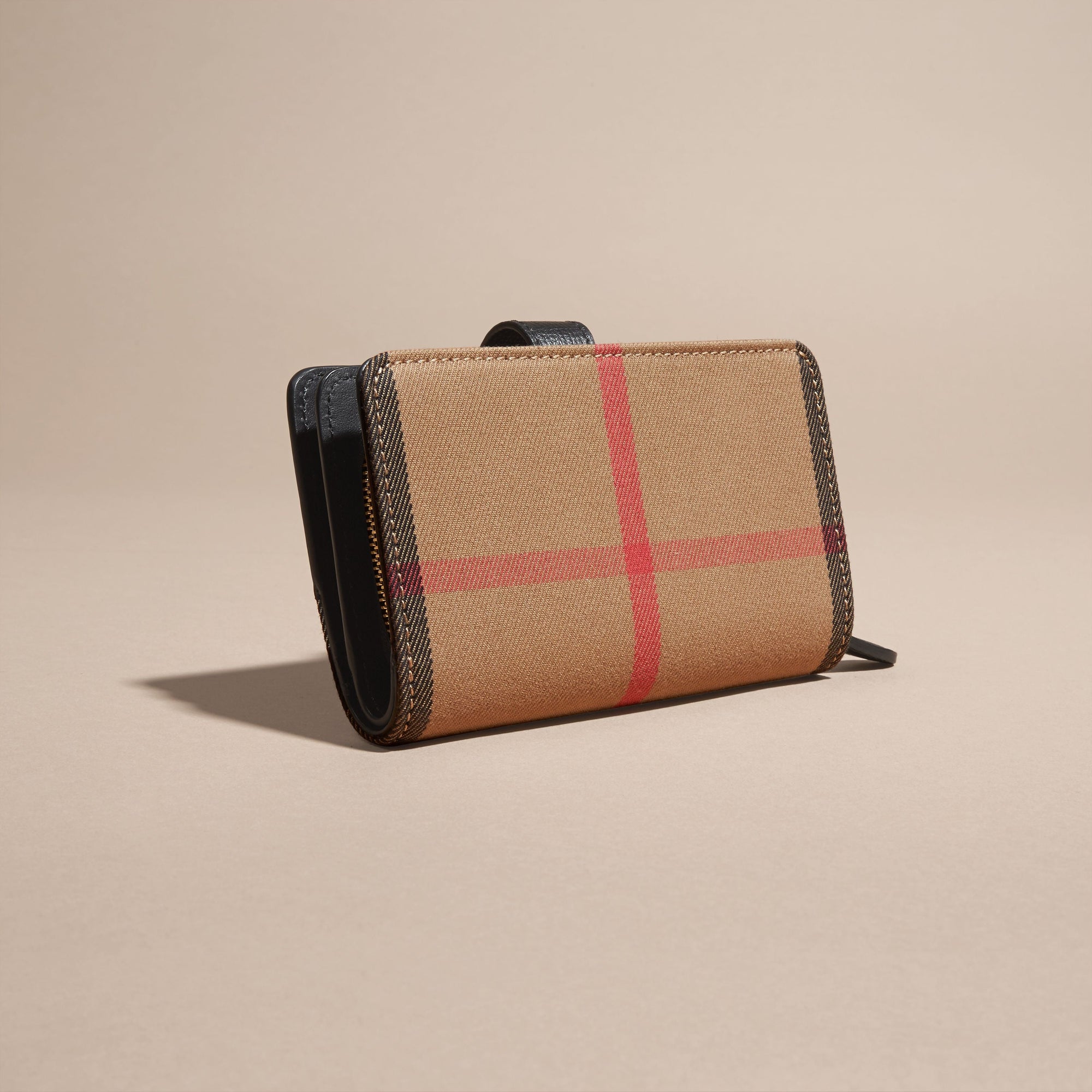 Portefeuille House check avec cuir - Black