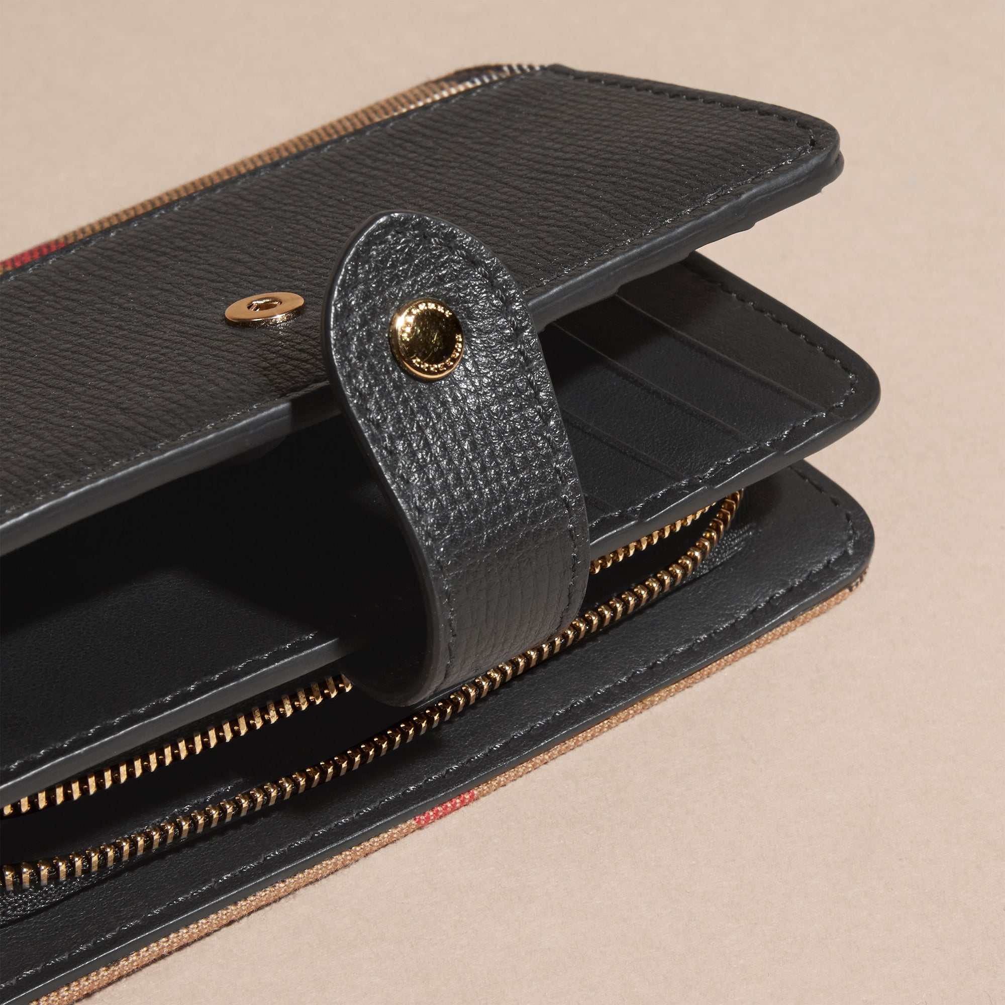 Portefeuille House check avec cuir - Black