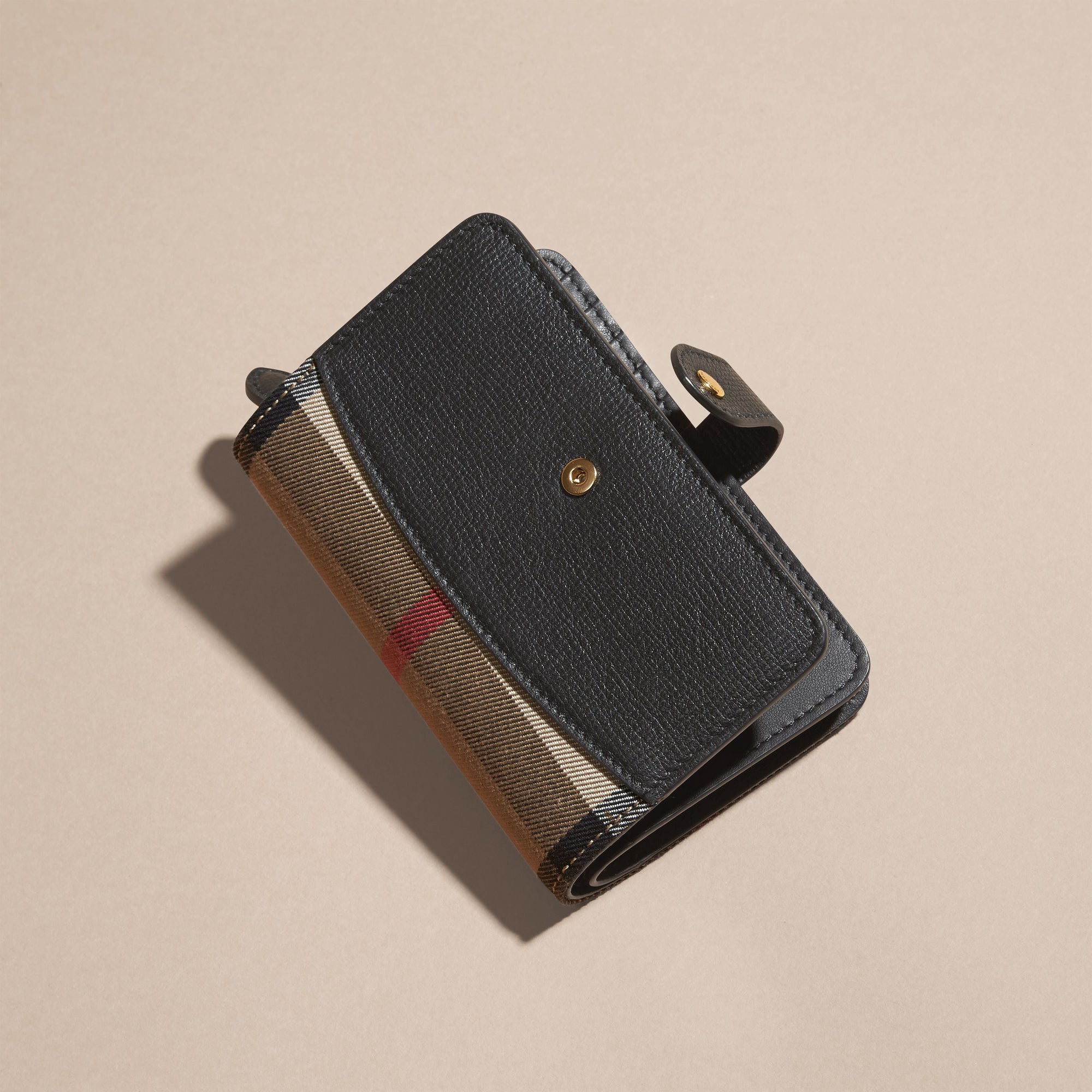 Portefeuille House check avec cuir - Black