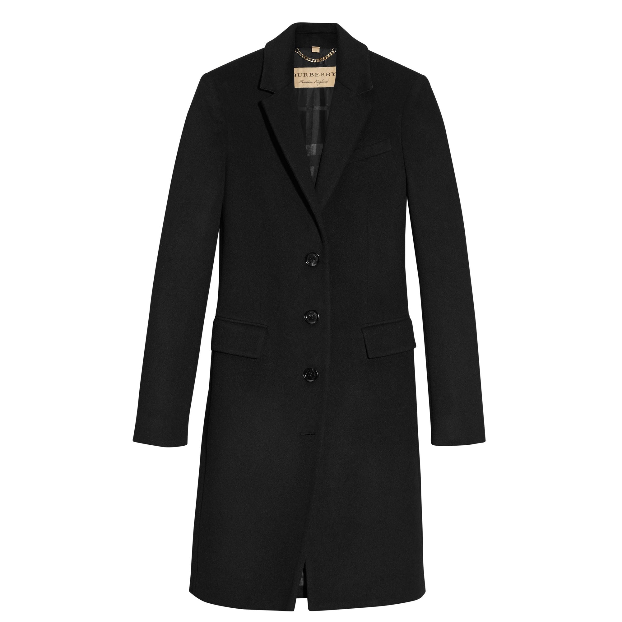 Manteau ajusté en laine et cachemire - Black
