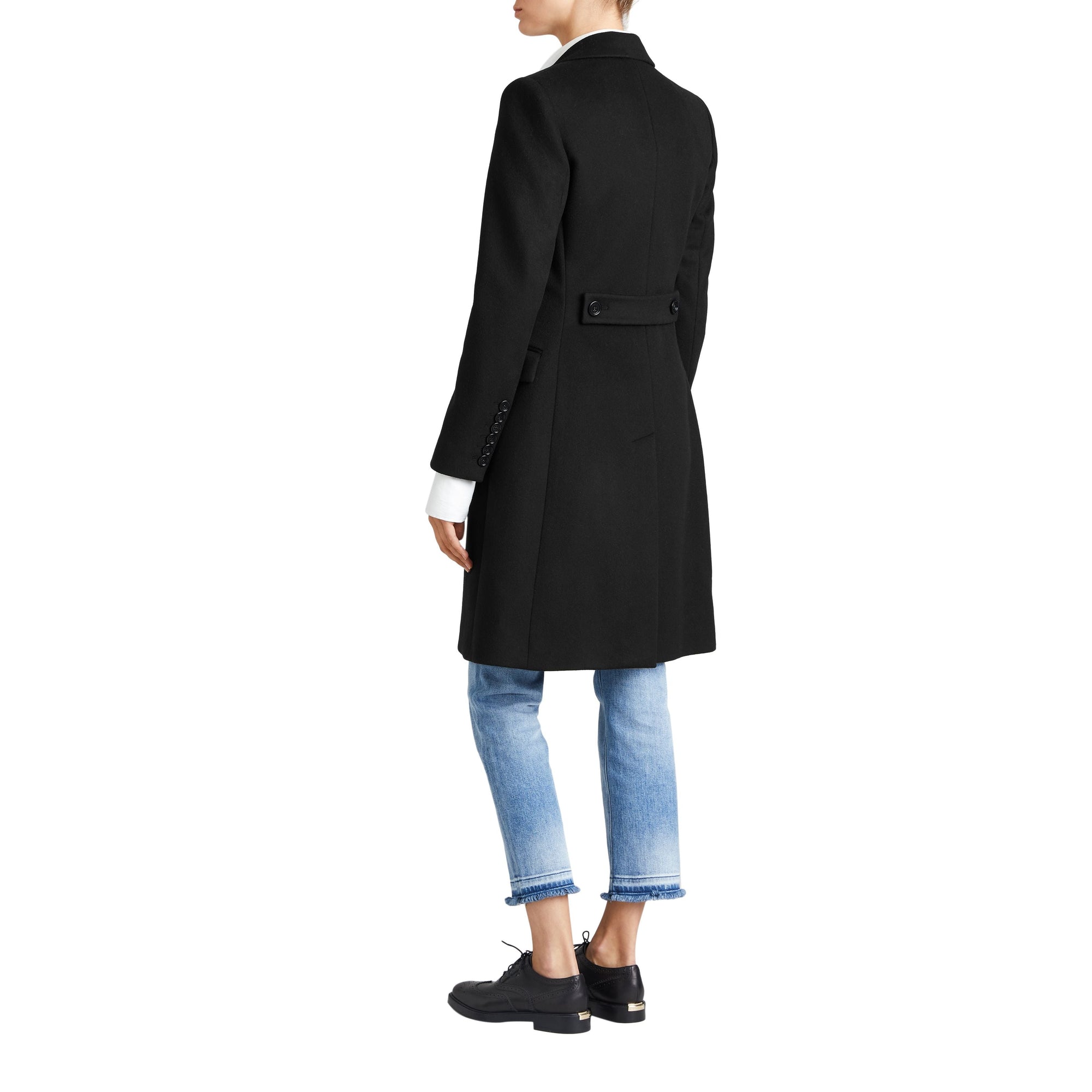 Manteau ajusté en laine et cachemire - Black