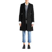 Manteau ajusté en laine et cachemire - Black