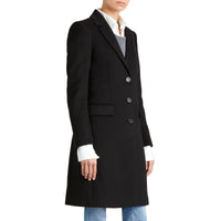 Manteau ajusté en laine et cachemire - Black