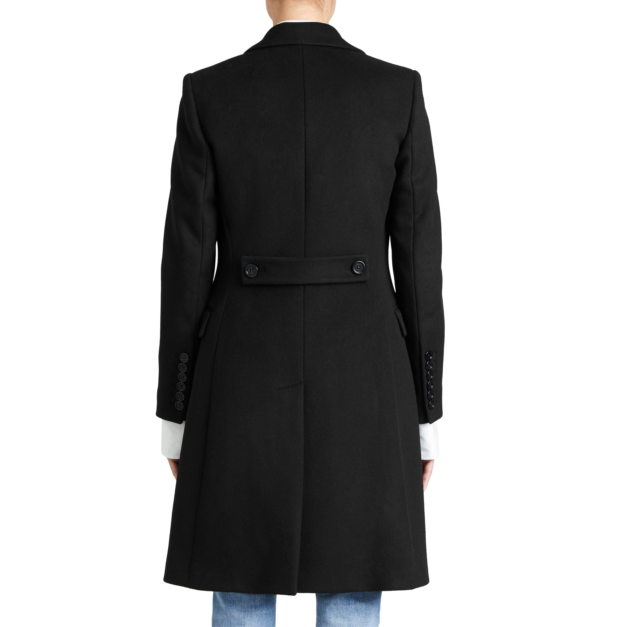Manteau ajusté en laine et cachemire - Black