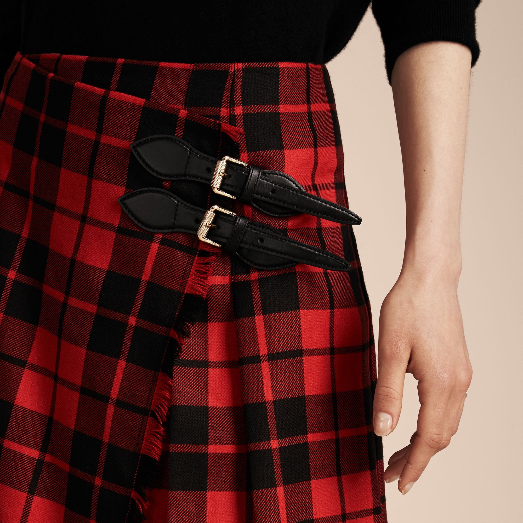 Jupe kilt en laine tartan - Bright Red