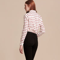 Chemise en lin avec imprimé à cœurs - Parade Red