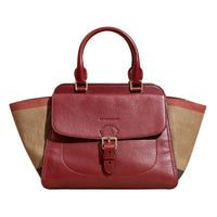 Sac tote medium à motif Canvas check avec éléments en cuir - Burgundy Red