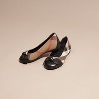 Ballerines en cuir et coton House check - Black