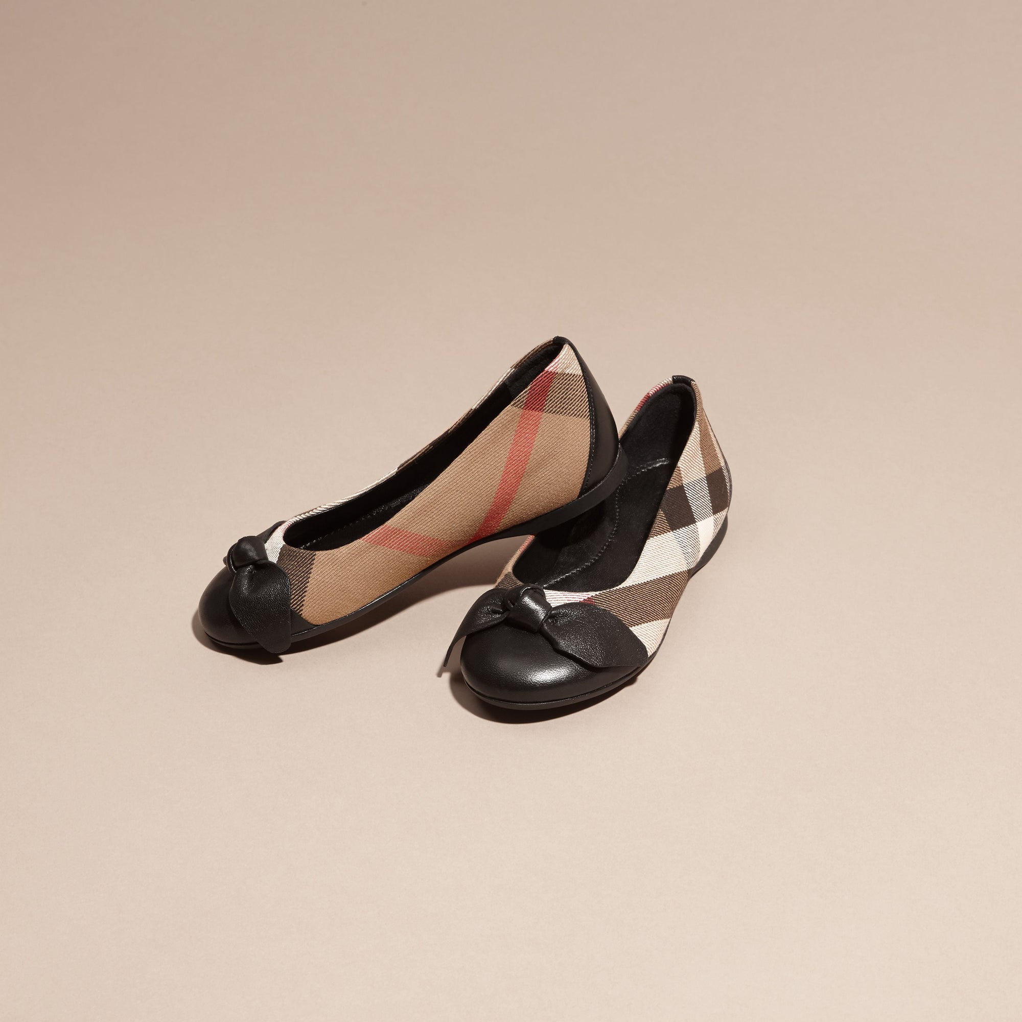 Ballerines en cuir et coton House check - Black
