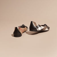 Ballerines en cuir et coton House check - Black