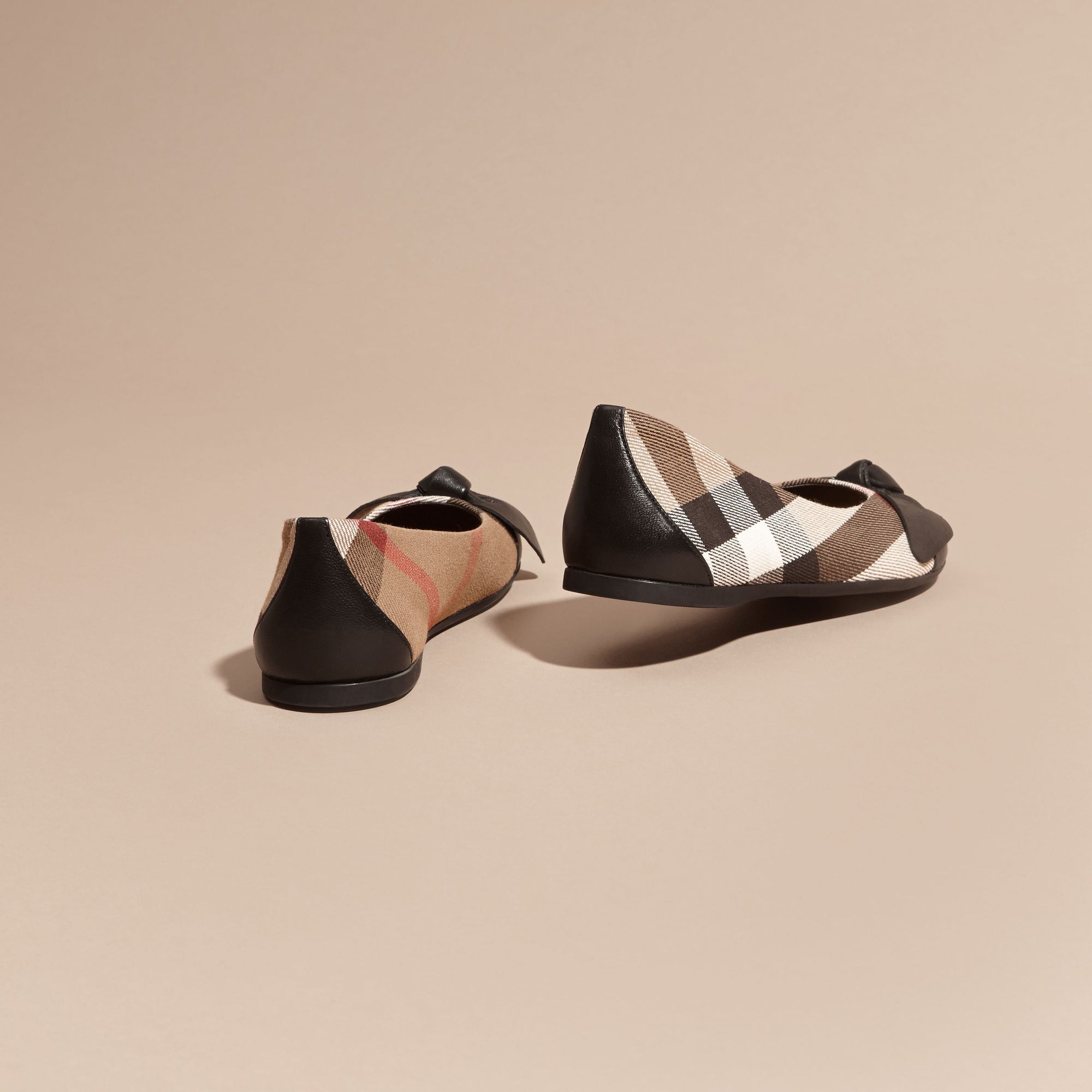 Ballerines en cuir et coton House check - Black