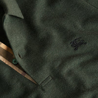 Polo en piqué de coton avec patte à motif check - Racing Green Melange