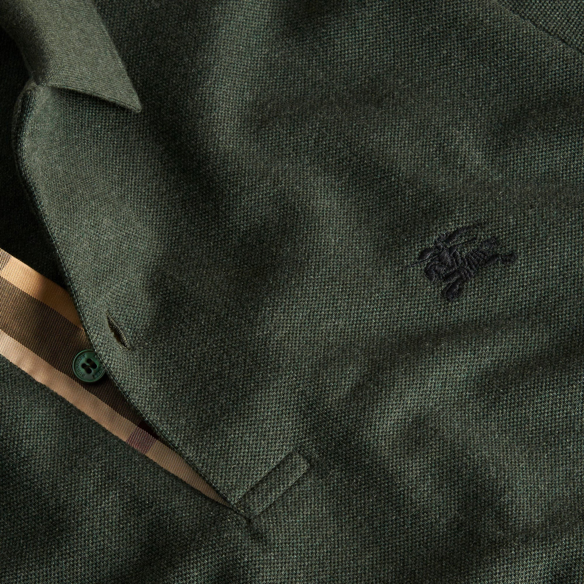 Polo en piqué de coton avec patte à motif check - Racing Green Melange