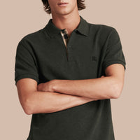 Polo en piqué de coton avec patte à motif check - Racing Green Melange