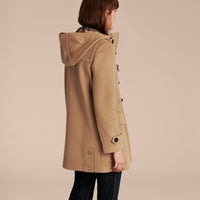 Duffle-coat en laine avec doublure à motif check et à cœurs - New Camel
