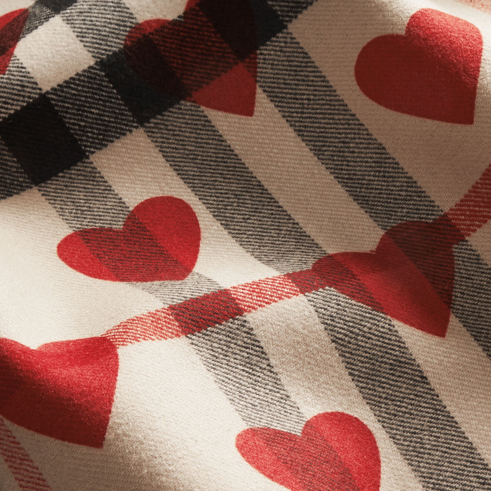 Duffle-coat en laine avec doublure à motif check et à cœurs - New Camel