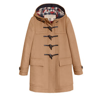 Duffle-coat en laine avec doublure à motif check et à cœurs - New Camel