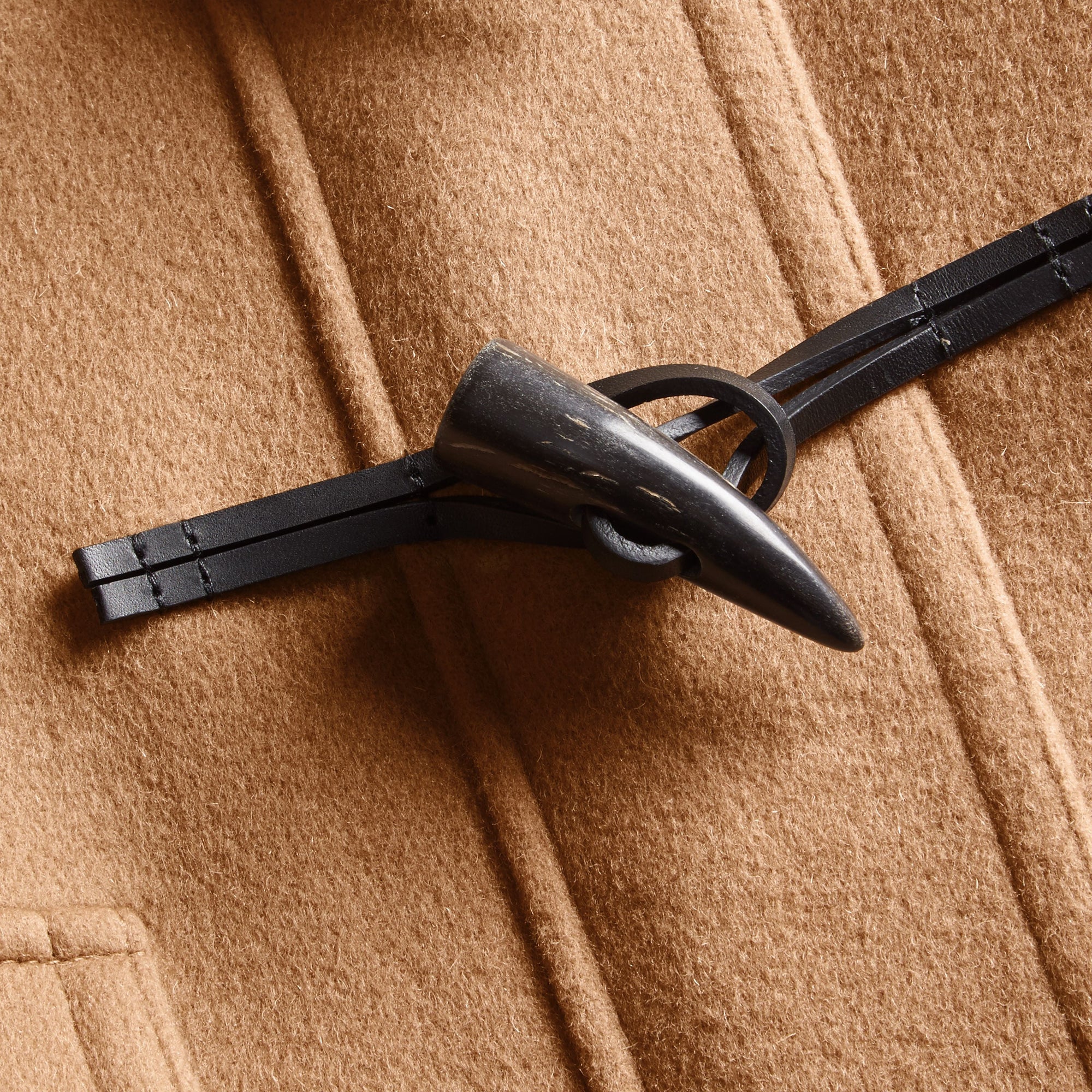 Duffle-coat en laine avec doublure à motif check et à cœurs - New Camel