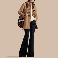 Duffle-coat en laine avec doublure à motif check et à cœurs - New Camel