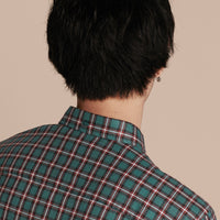 Chemise tartan en sergé de coton - Dark Teal Green