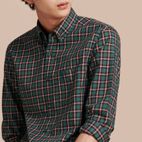 Chemise tartan en sergé de coton - Dark Teal Green