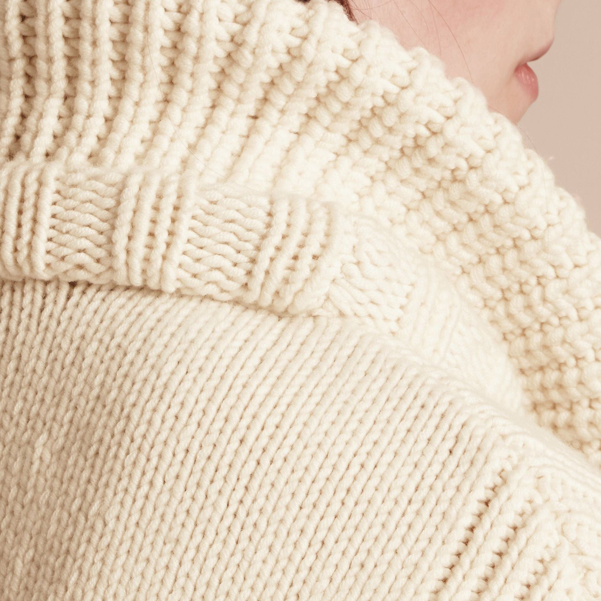 Cardigan col châle en laine & cachemire poches en fourrure - Natural White