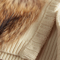 Cardigan col châle en laine & cachemire poches en fourrure - Natural White