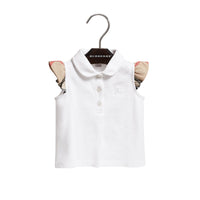 Polo en piqué de coton à manches papillon - White