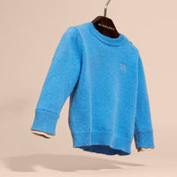 Pull en cachemire avec éléments check - Pale Blue