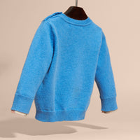 Pull en cachemire avec éléments check - Pale Blue