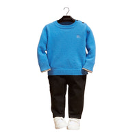 Pull en cachemire avec éléments check - Pale Blue