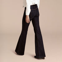 Jean évasé en denim extensible - Mid Indigo