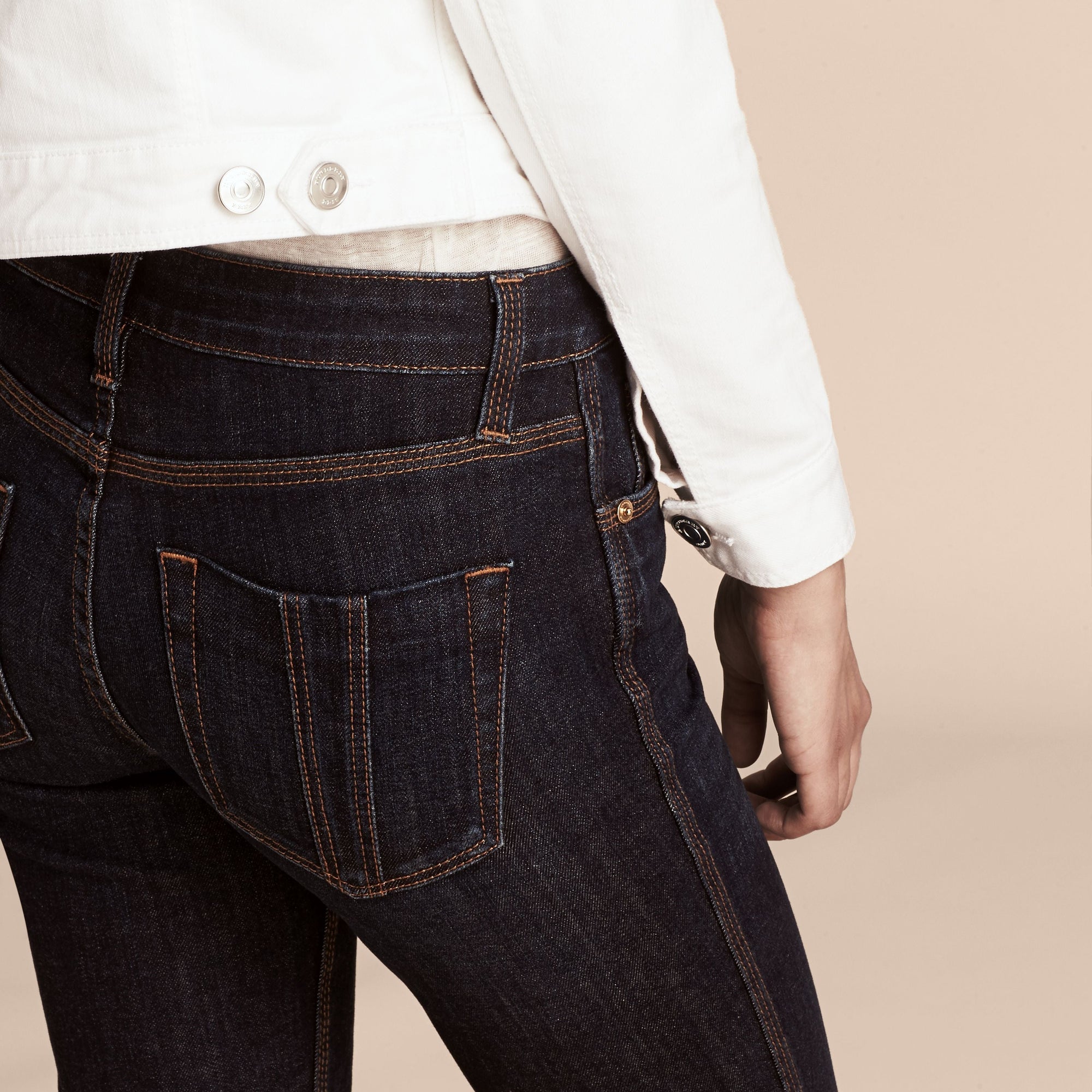 Jean évasé en denim extensible - Mid Indigo