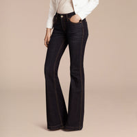 Jean évasé en denim extensible - Mid Indigo