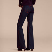 Jean évasé en denim extensible - Indigo