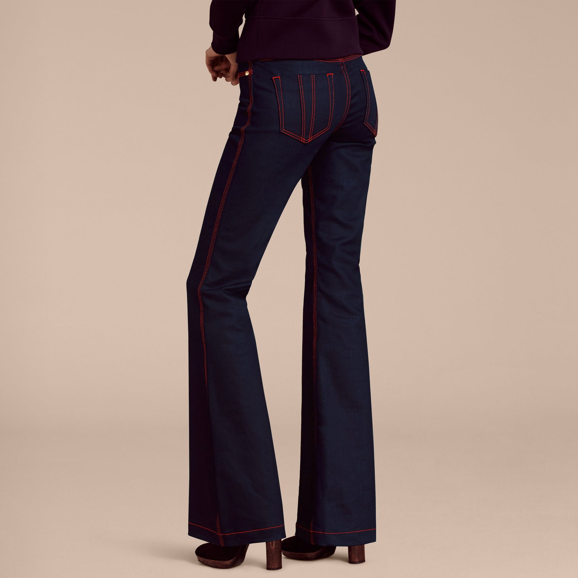 Jean évasé en denim extensible - Indigo