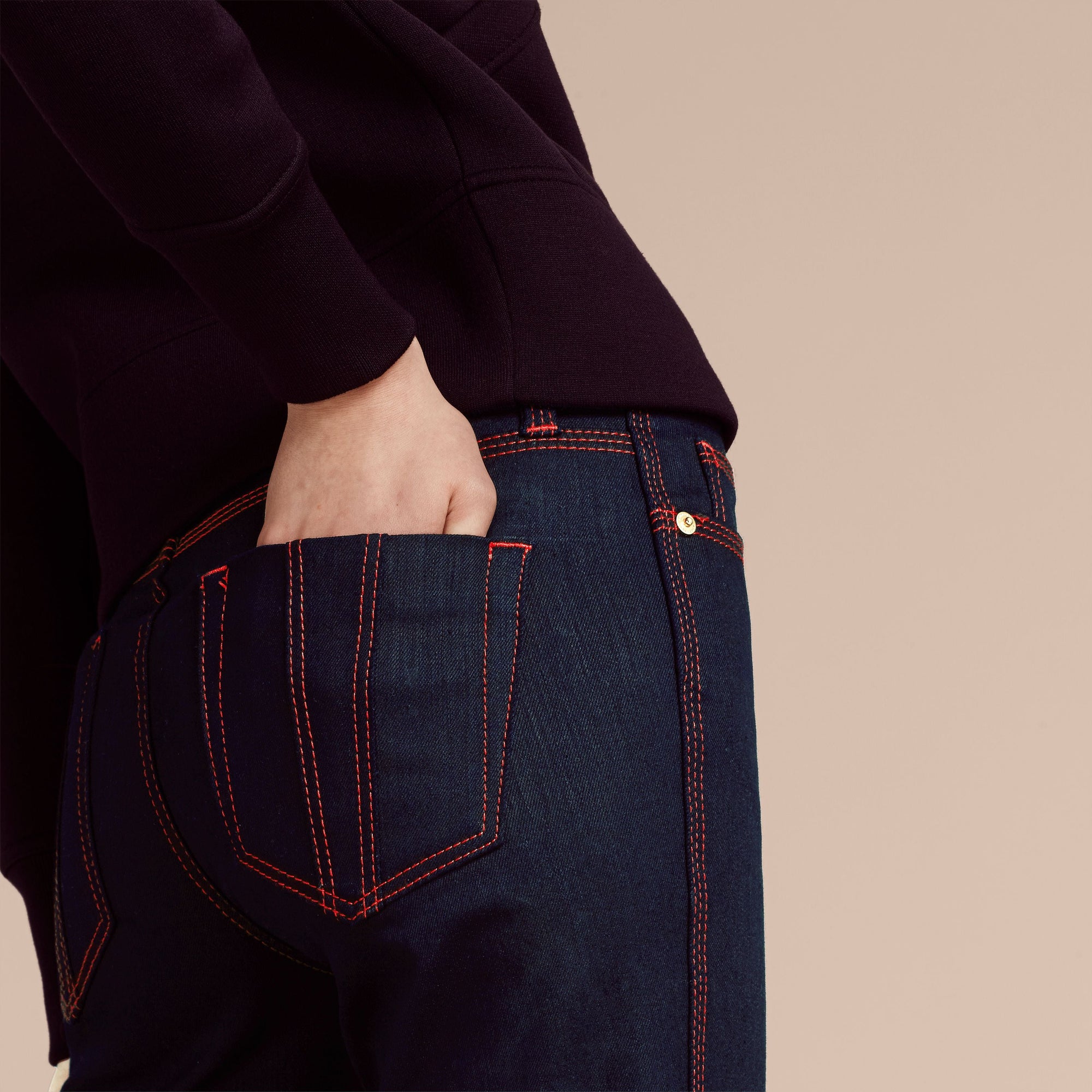 Jean évasé en denim extensible - Indigo
