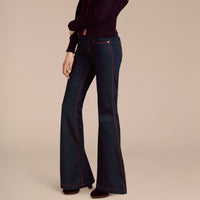 Jean évasé en denim extensible - Indigo