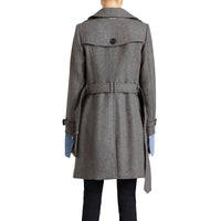 Manteau en laine technique et cachemire avec col entonnoir - Steel Grey Melange