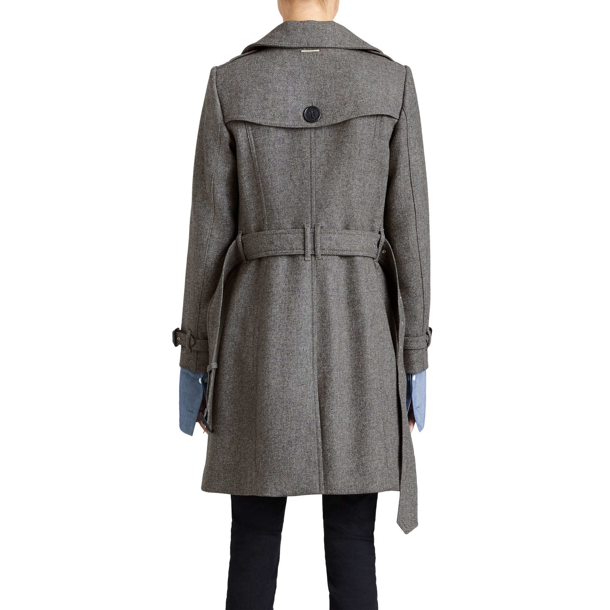 Manteau en laine technique et cachemire avec col entonnoir - Steel Grey Melange