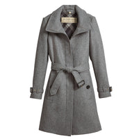 Manteau en laine technique et cachemire avec col entonnoir - Steel Grey Melange
