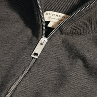 Pull en laine mérinos à col zippé - Mid Grey Melange