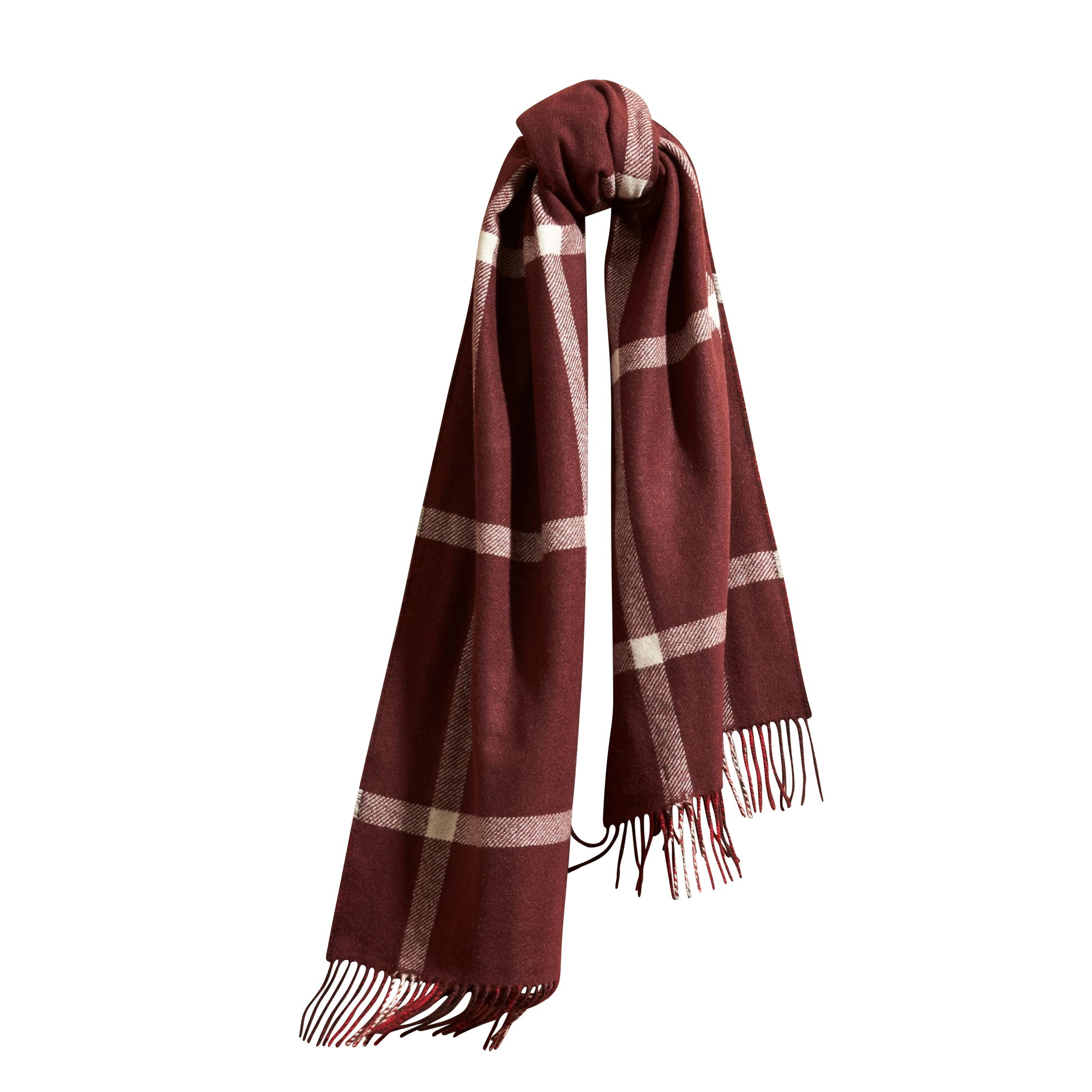 L'écharpe réversible en cachemire à motif check tartan - Deep Red