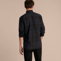 Chemise en coton à motif check - Bright Navy