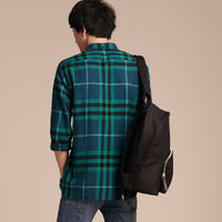 Chemise en flanelle de coton à motif check - Mineral Blue