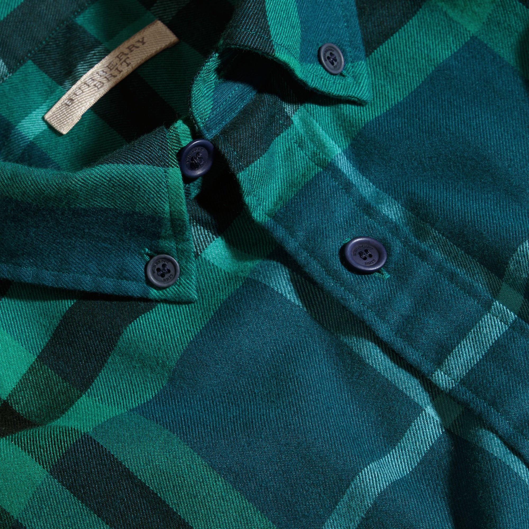 Chemise en flanelle de coton à motif check - Mineral Blue