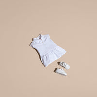 Robe en piqué de coton extensible - White